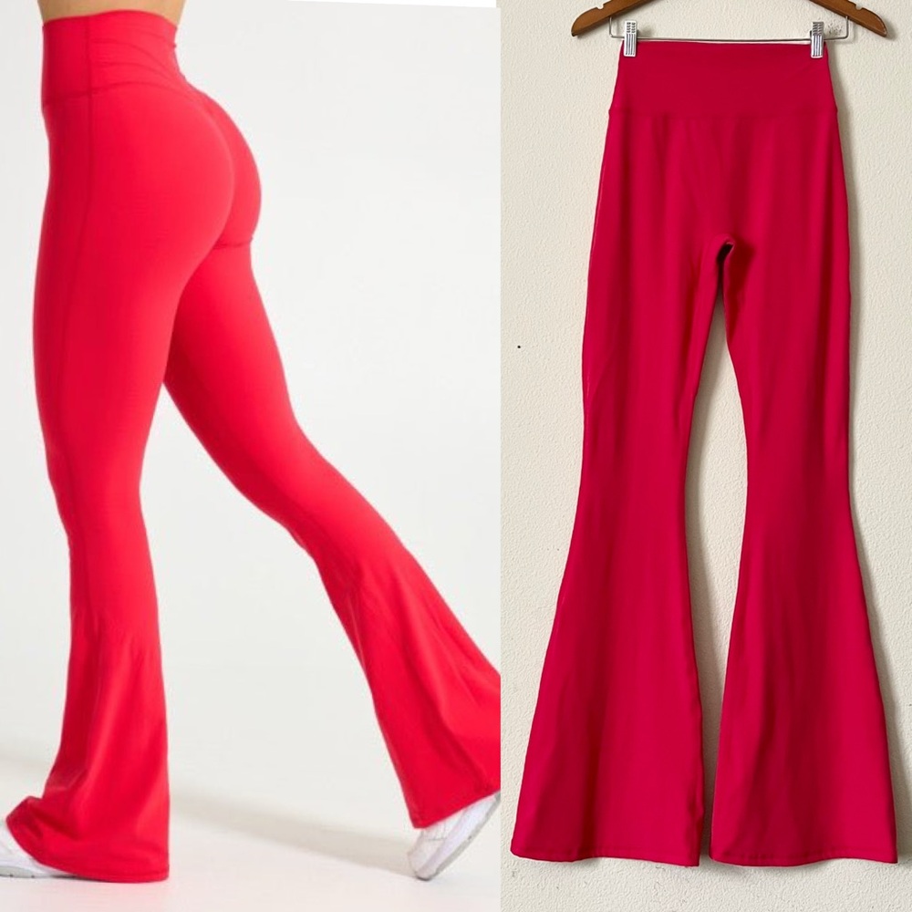 BuffBunny High-Waist Flare Leggings in Salsa Red - Medium LONG